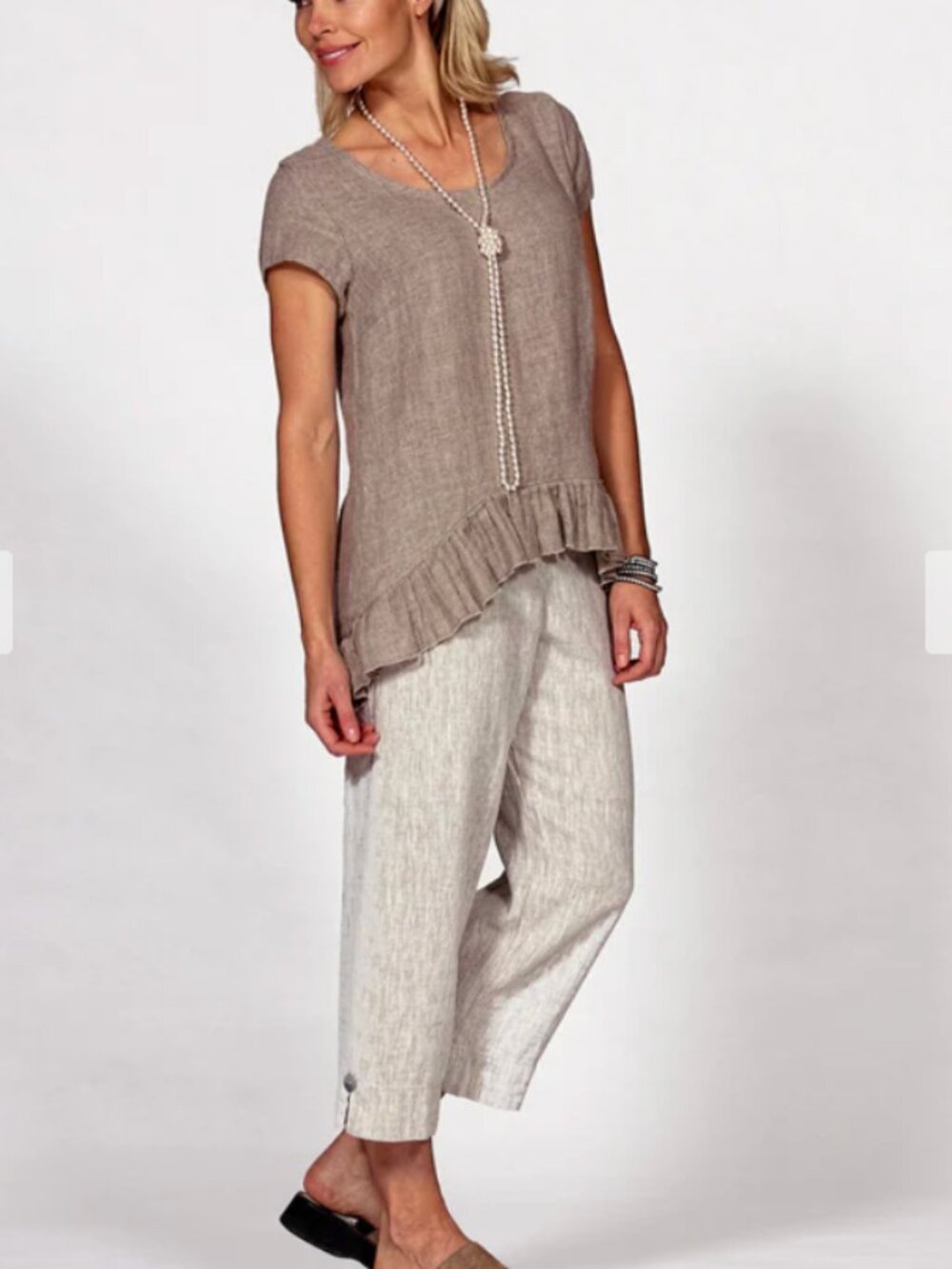 Goddess Gear Hemp Grey Pants with Elastic Band and Button Detail